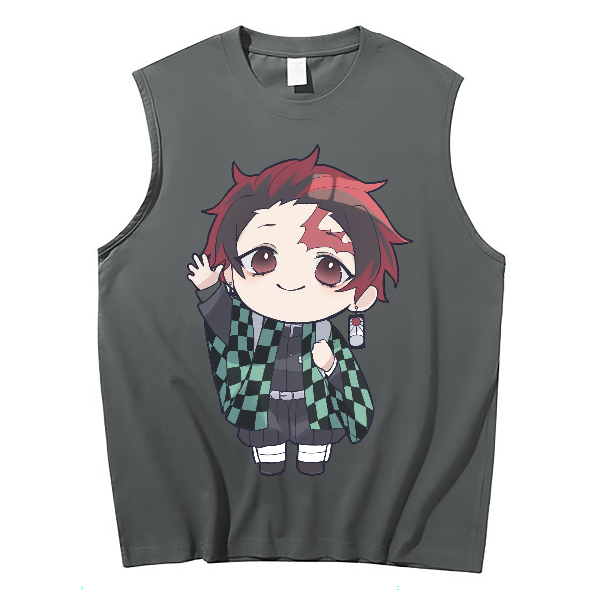 （画像用） 鬼滅の刃 竈門 炭治郎／かまど たんじろう Kamado Tanjirou コットン100％タンクトップ（フロントプリント）